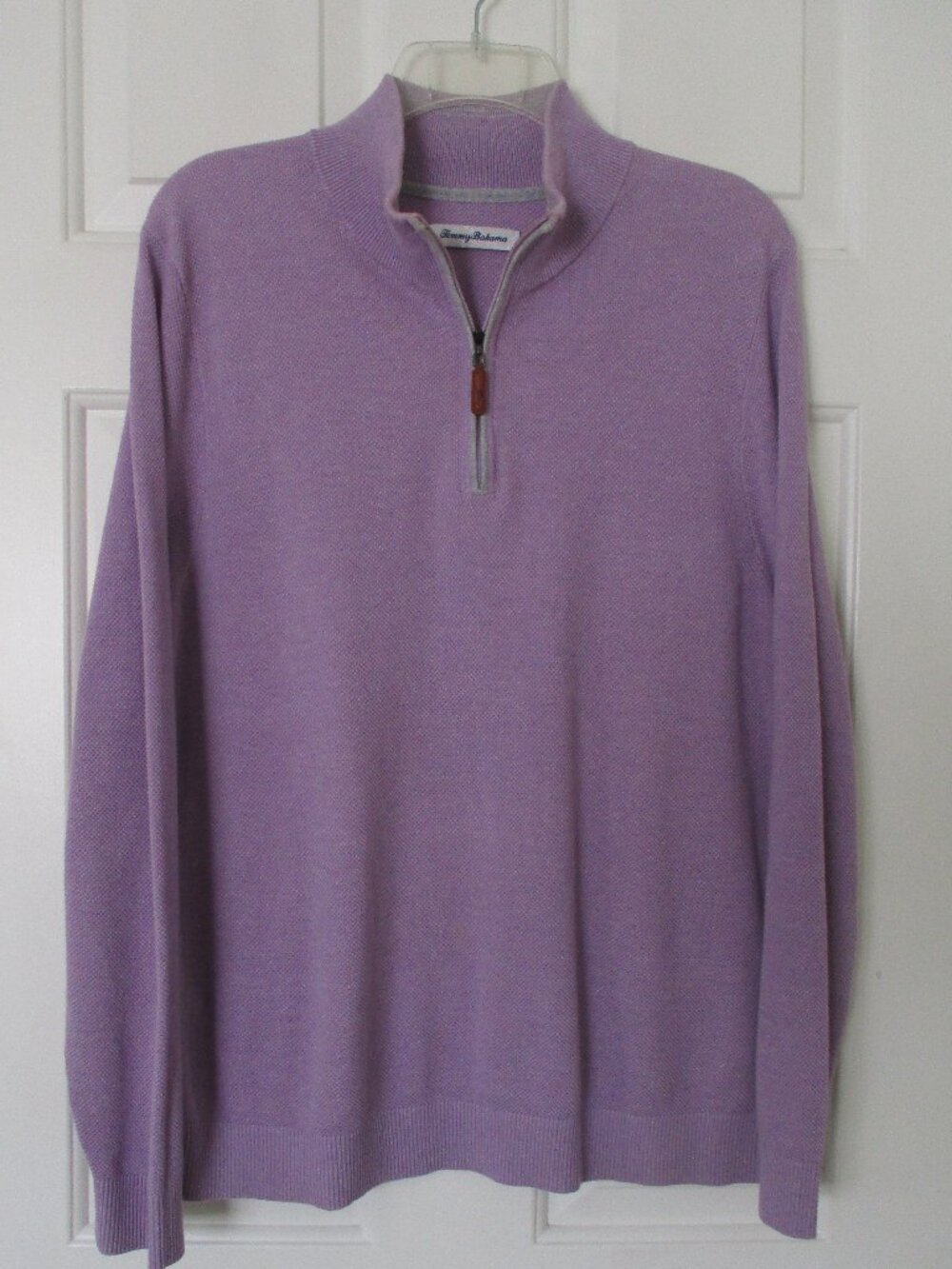 Tommy Bahama Womens L/S Lavendar Cotton Knit 1/4 Zip Sweater - Size Medium